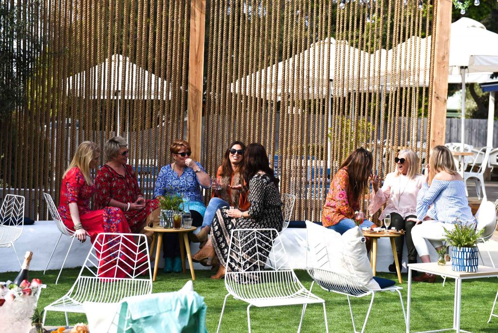 ladies eating and drinking